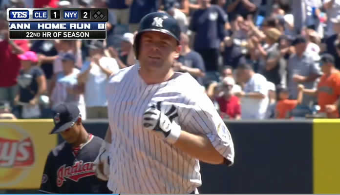 Brian McCann hits the Yankees' second homer of the 1st inning, a solo shot to give them a 3-1 lead at Yankee Stadium on August 22, 2015