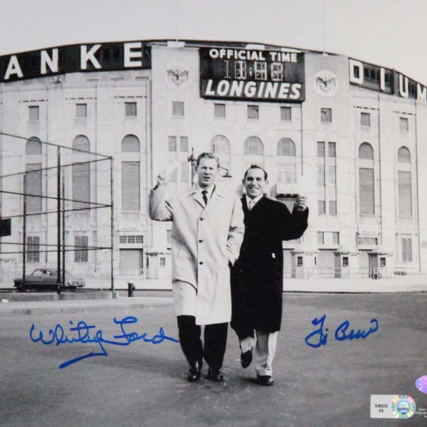 Joe Dimaggio & Yogi Berra Signed 8x10 Framed Photo New York 