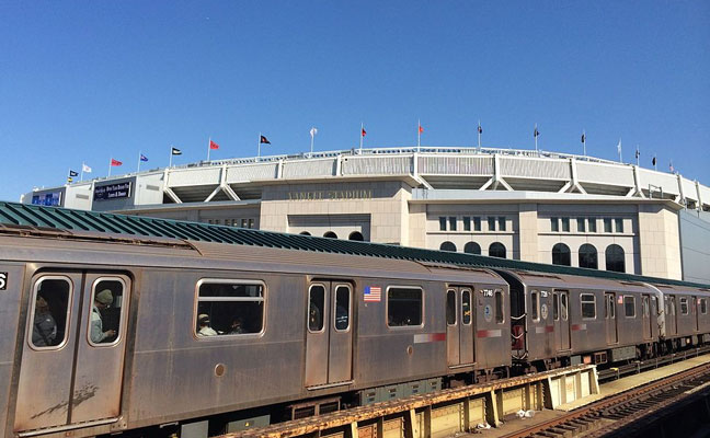 NYC MTA 4 train passing Yankee Stadium