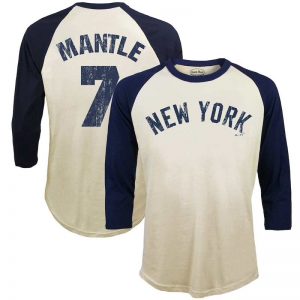 yankees mickey mantle vintage 3/4 sleeve t-shirt