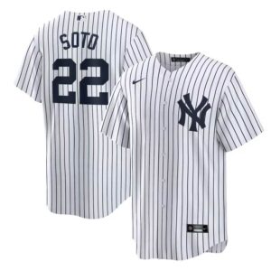 back and front image of youth sized Juan Soto New York Yankees home jersey